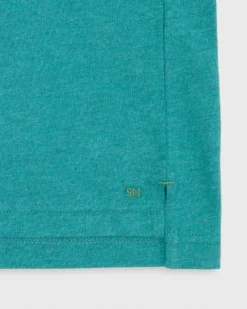 Long-Sleeved Polo In Heathered Green Pima Pique -fashion S71039 52
