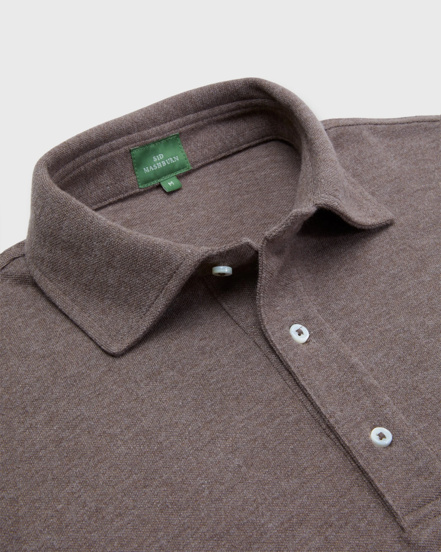 Long-Sleeved Polo In Heathered Oat Pima Pique 2 Long-Sleeved Polo In Heathered Oat Pima Pique - Image 2