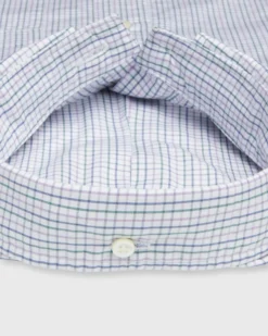 Button-Down Sport Shirt In Lavender/Navy/Forest Tattersall Poplin 5 Button-Down Sport Shirt In Lavender/Navy/Forest Tattersall Poplin -fashion S71047 338