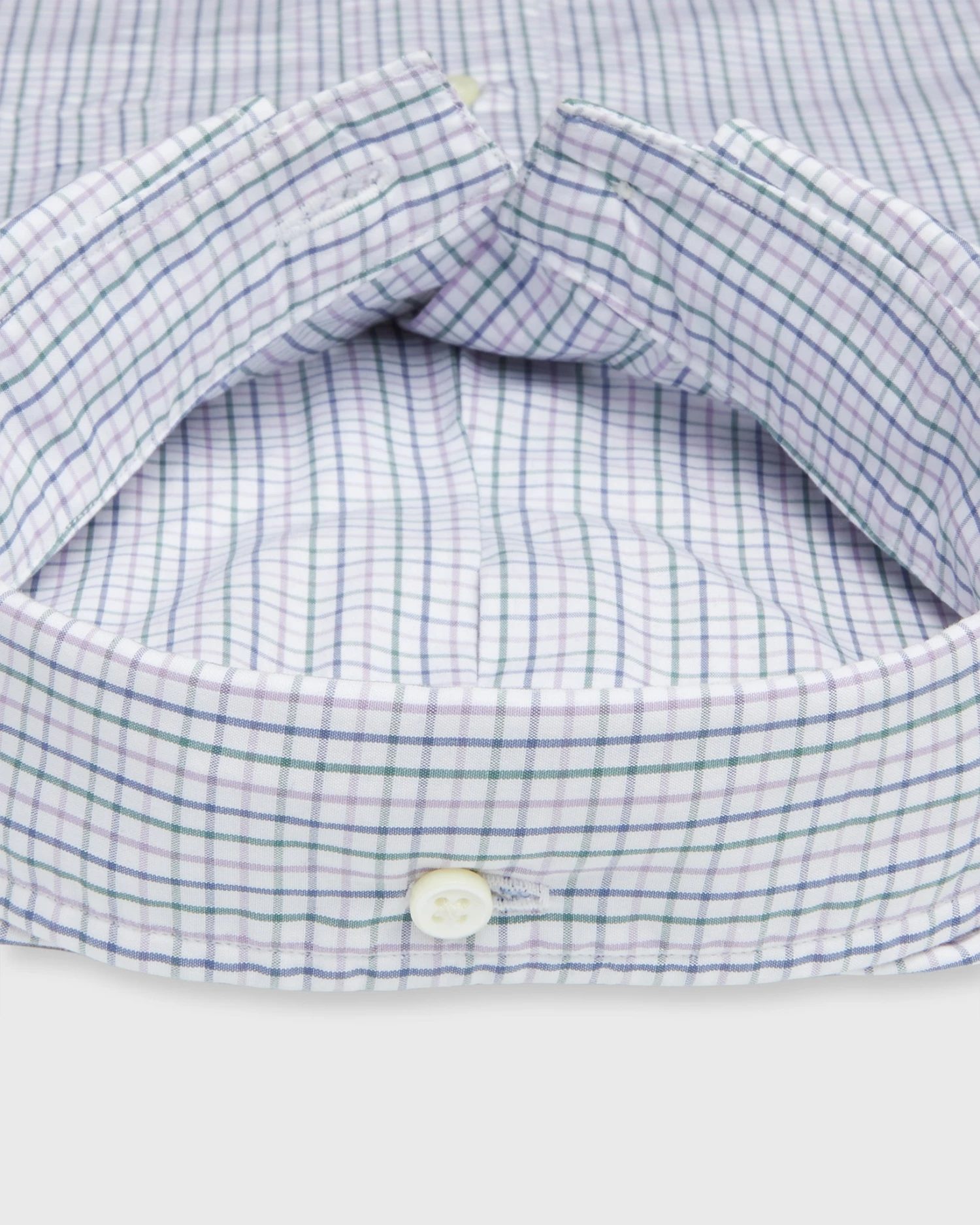 Button-Down Sport Shirt In Lavender/Navy/Forest Tattersall Poplin 3 Button-Down Sport Shirt In Lavender/Navy/Forest Tattersall Poplin - Image 3