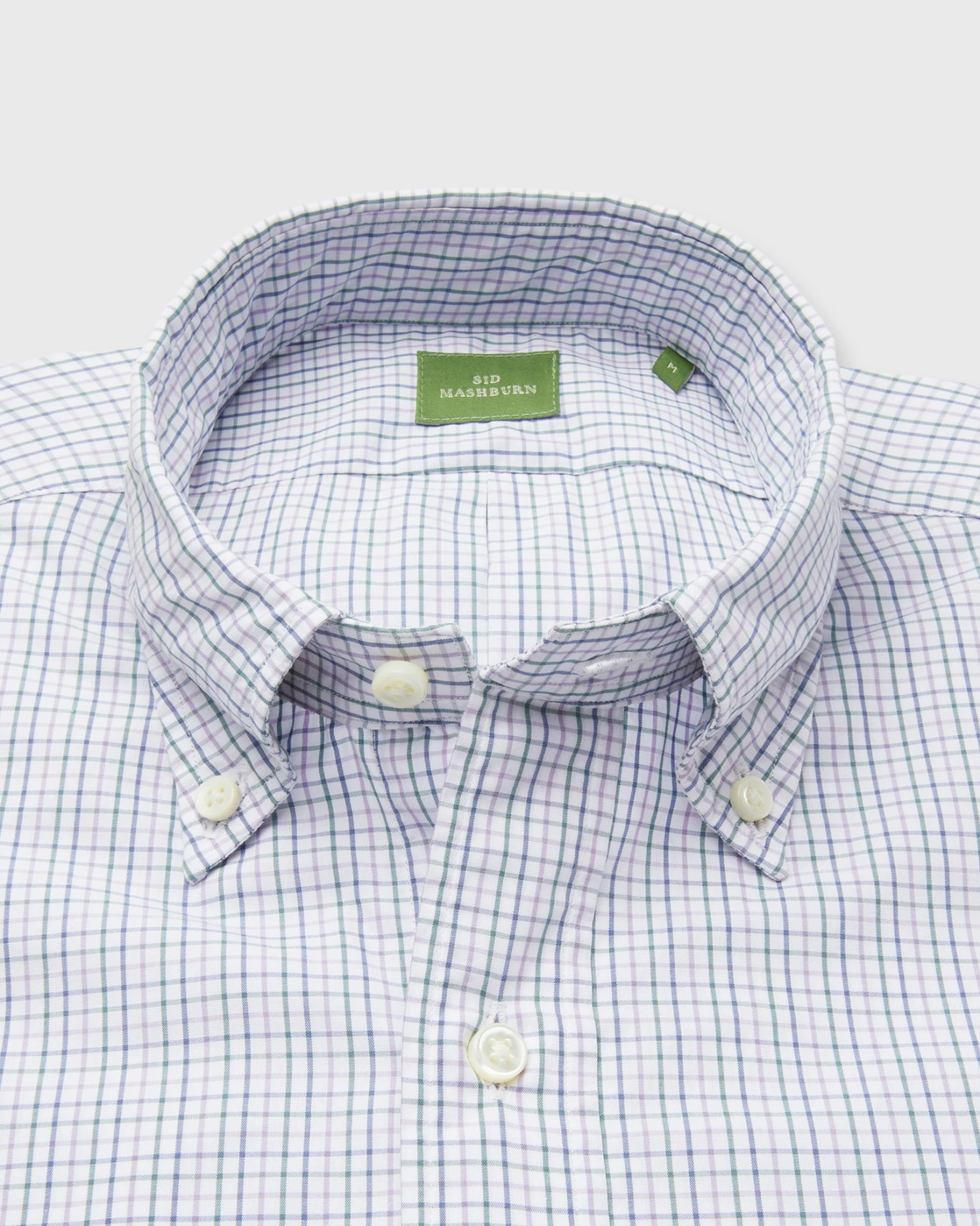 Button-Down Sport Shirt In Lavender/Navy/Forest Tattersall Poplin 2 Button-Down Sport Shirt In Lavender/Navy/Forest Tattersall Poplin - Image 2