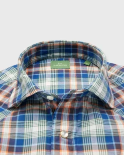 Western Work Shirt In Orange/Blue/Green Plaid Poplin -fashion S71050 279