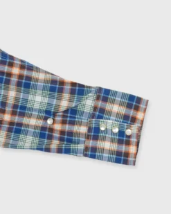 Western Work Shirt In Orange/Blue/Green Plaid Poplin -fashion S71050 418