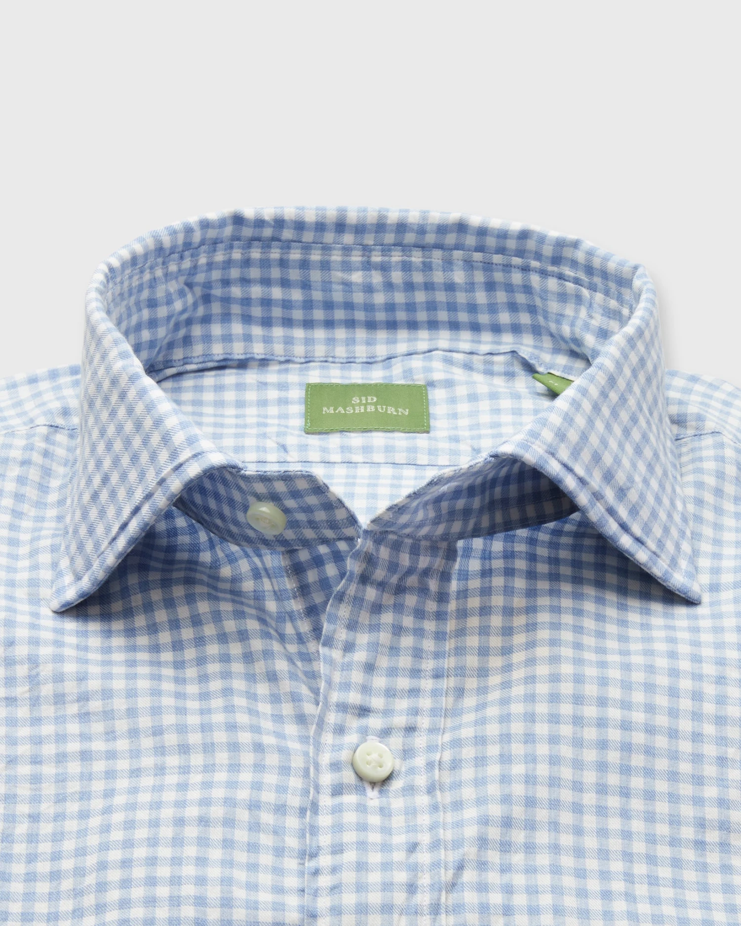 Spread Collar Sport Shirt In Sky Gingham Brushed Twill 2 Spread Collar Sport Shirt In Sky Gingham Brushed Twill - Image 2
