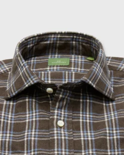 Work Shirt In Brown/Sky/Bone Plaid Brushed Plainweave -fashion S71061 159