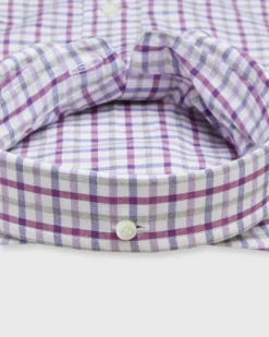 Button-Down Sport Shirt In Bone/Berry/Grey Tattersall Oxford -fashion S71066 92