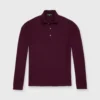 Long-Sleeved Rally Polo Sweater In Plum Cotton/Cashmere