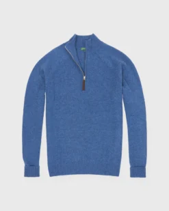 Half-Zip Sweater In Heather Baltic Cashmere