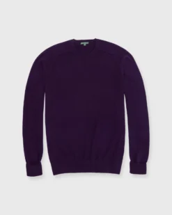 Classic Crewneck Sweater In Eggplant Cashmere