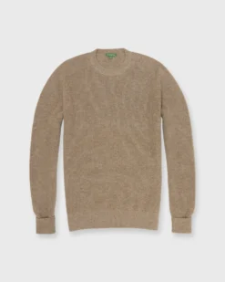 Thermal-Stitch Crewneck Sweater In Heather Taupe Cashmere