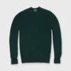 Hand-Knit High Crewneck Sweater In Jungle Extra Fine Merino