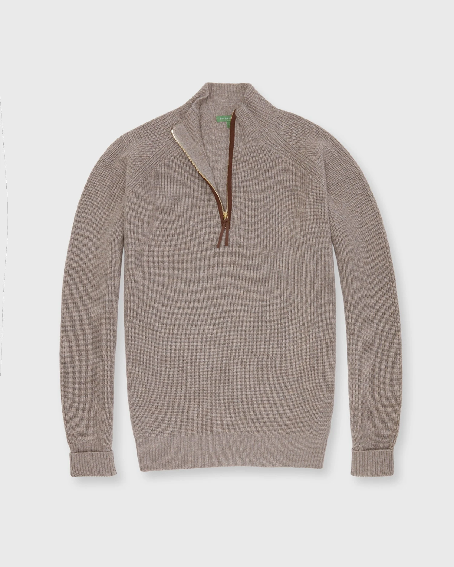 Half-Zip Shaker-Stitch Sweater In Heather Mink Extra Fine Merino 1 Half-Zip Shaker-Stitch Sweater In Heather Mink Extra Fine Merino