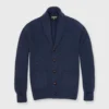 Shawl-Collar Cardigan In Indigo Lambswool Blend