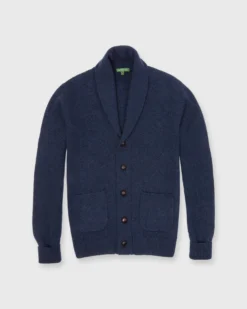Shawl-Collar Cardigan In Indigo Lambswool Blend