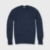 Washed Off-Gauge Crewneck Sweater In Heather Ink Wool