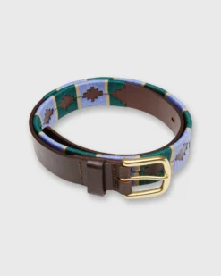 1 1/8" Polo Belt In Lavender/Green/Khaki Chocolate Leather