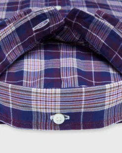 Button-Down Sport Shirt In Merlot/Lavender/Ochre Plaid Poplin -fashion S71181 256