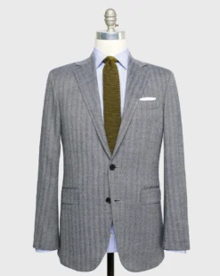 Kincaid No. 4 Jacket In Navy/Bone Escorial Herringbone