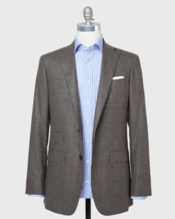 Virgil No. 3 Suit In Brown/Bluegrass Windowpane Flannel -fashion S71700 52