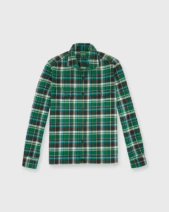 Band-Hem Work Shirt In Green/Brown/Sky Plaid Twill -fashion S71717 145