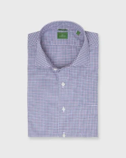 Slim-Fit Spread Collar Sport Shirt In Pink/Blue Small Check Poplin
