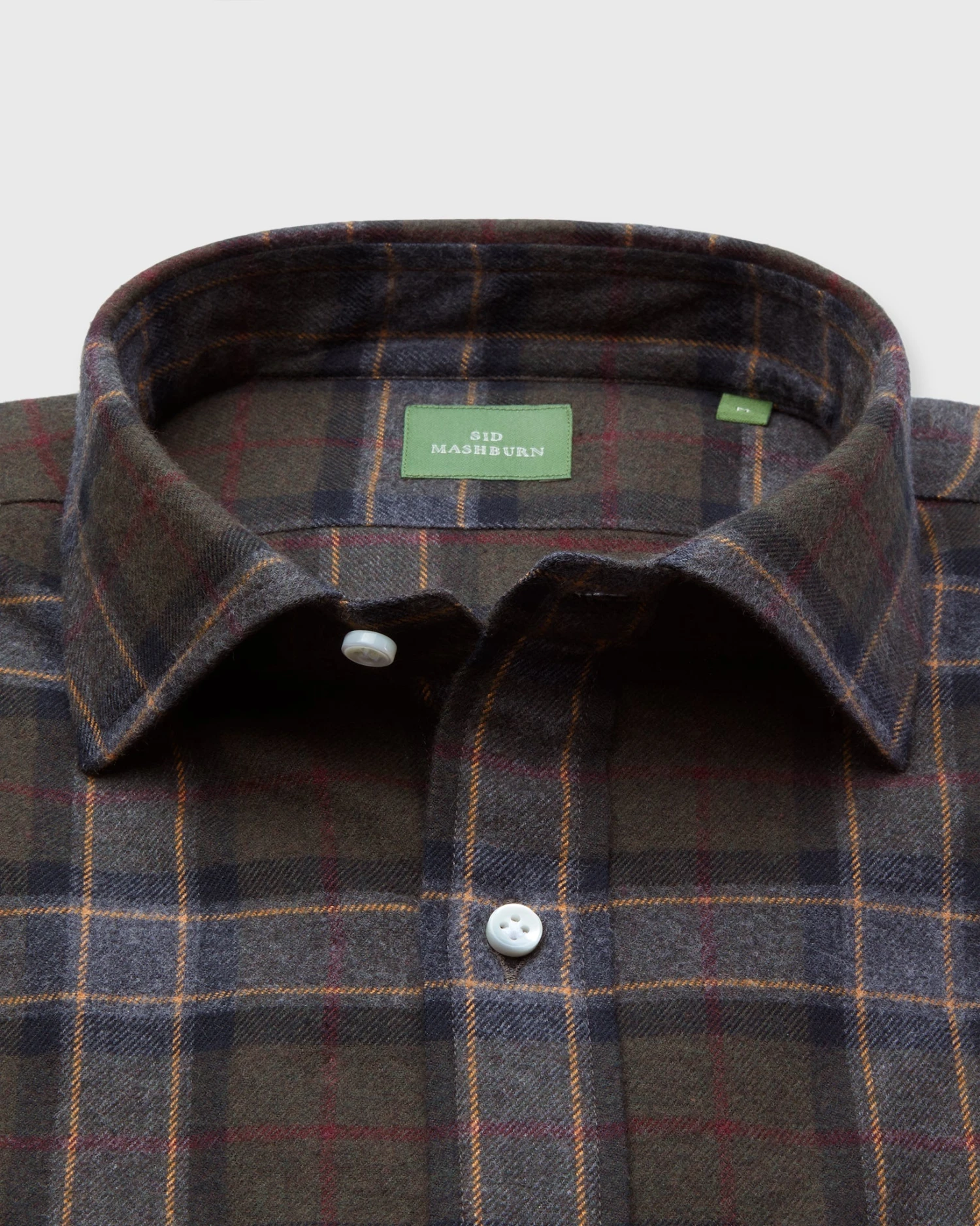 Spread Collar Sport Shirt In Olive/Berry/Scotch Plaid Flannel 3 Spread Collar Sport Shirt In Olive/Berry/Scotch Plaid Flannel - Image 3