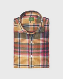 Otto Handmade Sport Shirt In Berry/Scotch/Coal Plaid Flannel