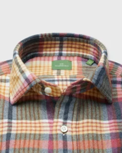 Otto Handmade Sport Shirt In Berry/Scotch/Coal Plaid Flannel -fashion S71734 244
