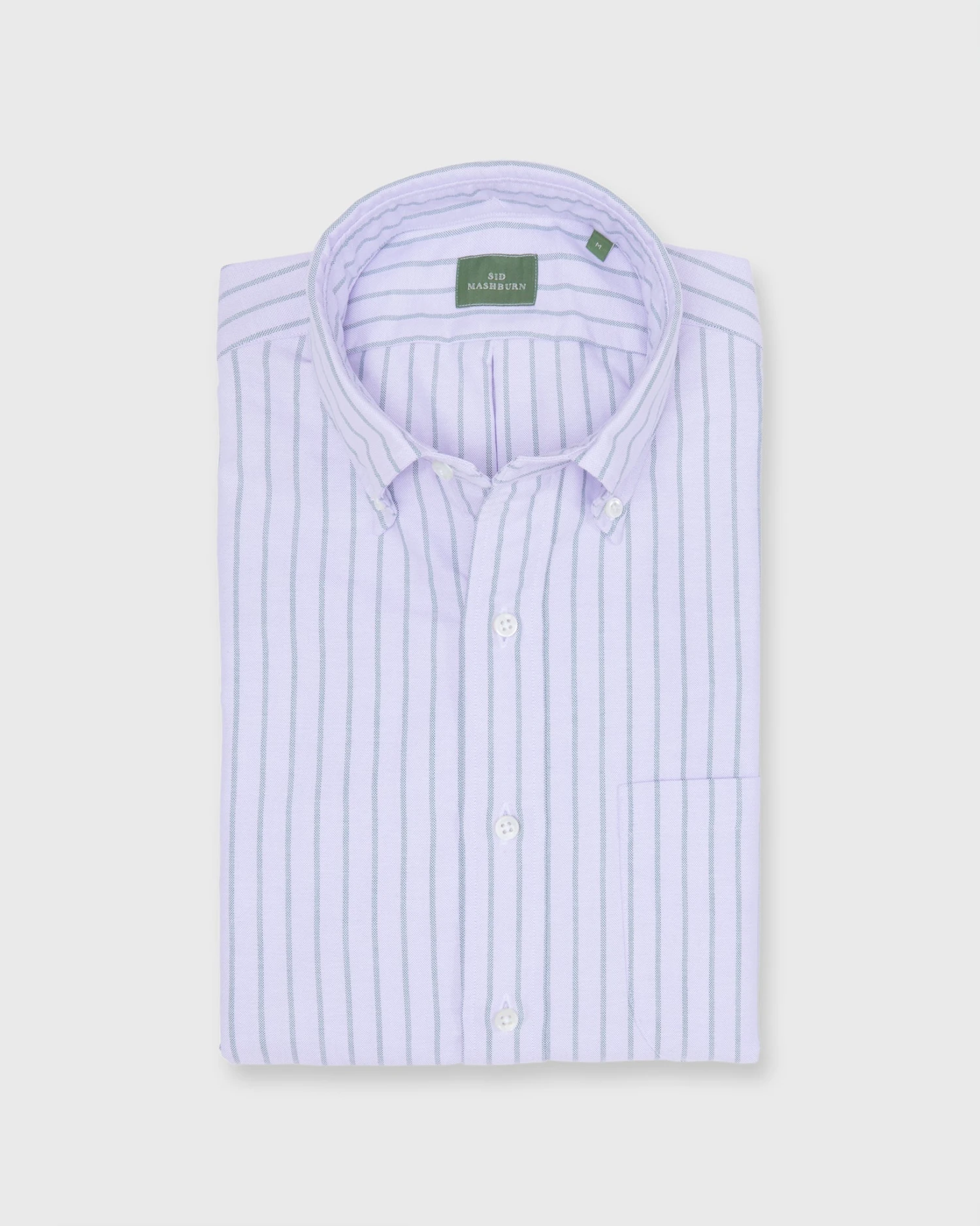 Button-Down Sport Shirt In Lavender/Hunter Wide Stripe Oxford 1 Button-Down Sport Shirt In Lavender/Hunter Wide Stripe Oxford
