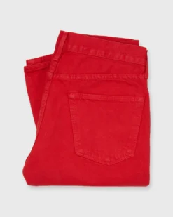 Slim Straight Jean In Red Garment-Dyed Denim