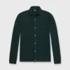 Long-Sleeved Full-Placket Sweater In Hunter Cotton