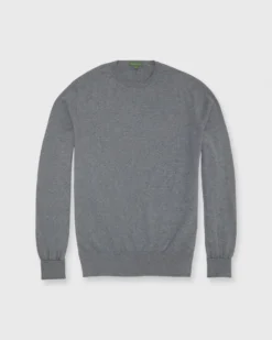 Casual Crewneck Sweater In Heather Grey Cotton/Cashmere