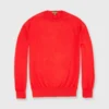 Casual Crewneck Sweater In Tomato Cotton/Cashmere