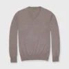 Fine-Gauge V-Neck Sweater In Otter Escorial Wool
