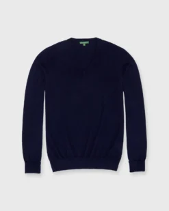 Fine-Gauge V-Neck Sweater In Navy Cashmere