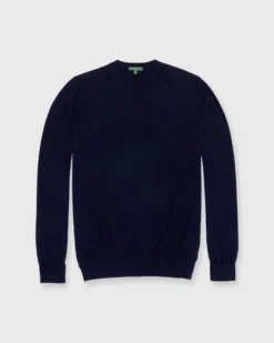 Fine-Gauge Crewneck Sweater In Navy Cashmere