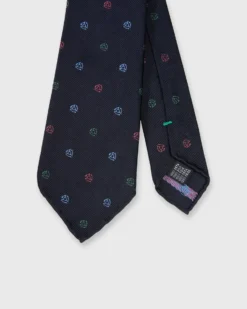 Silk Woven Club Tie In Navy/Multi 45 Turntable Adapter