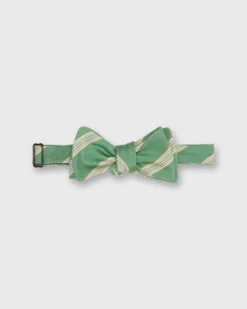 Silk Bow Tie In Green/Yellow/Blue Stripe