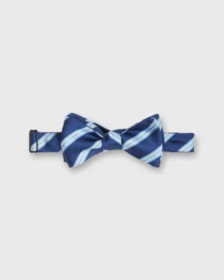 Silk Bow Tie In Navy/Sky Brooks Stripe