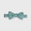 Silk Bow Tie In Green/Light Blue/Navy Stripe