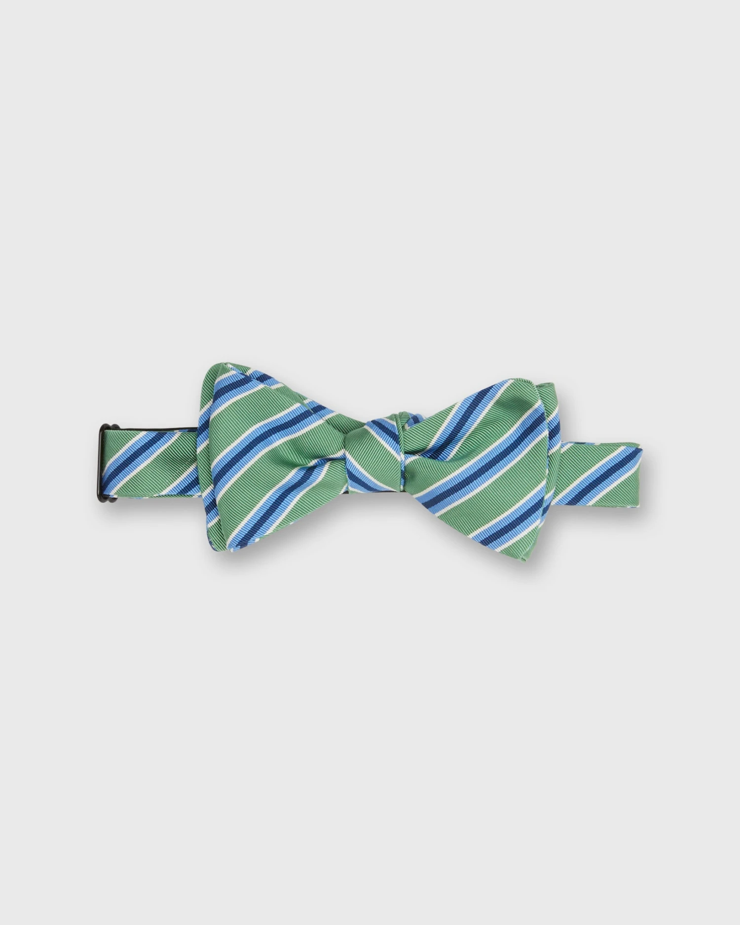 Silk Bow Tie In Green/Light Blue/Navy Stripe 1 Silk Bow Tie In Green/Light Blue/Navy Stripe