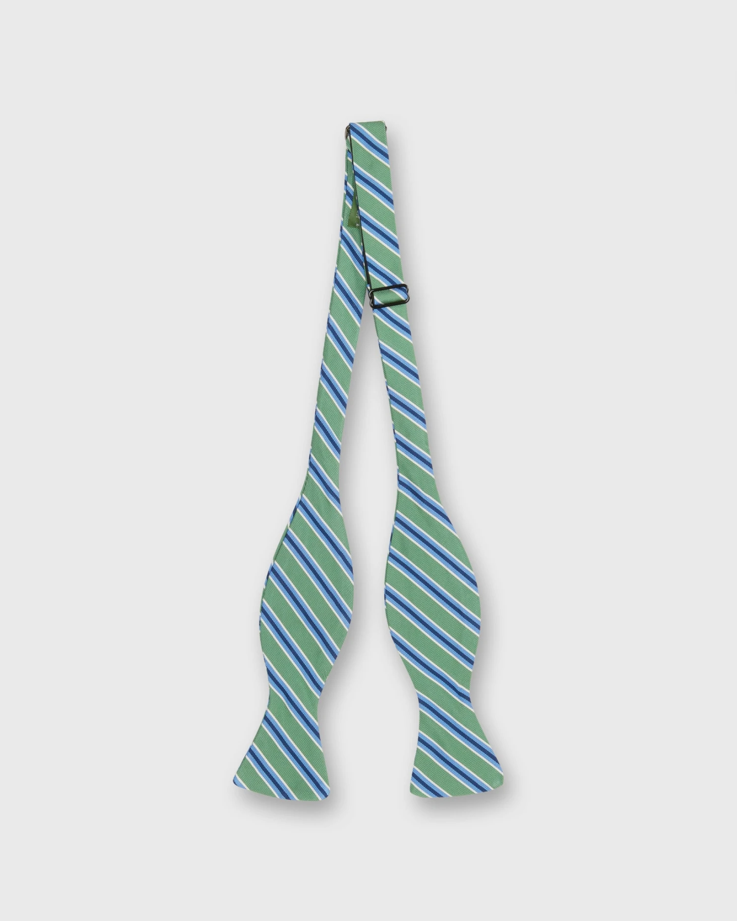 Silk Bow Tie In Green/Light Blue/Navy Stripe 2 Silk Bow Tie In Green/Light Blue/Navy Stripe - Image 2