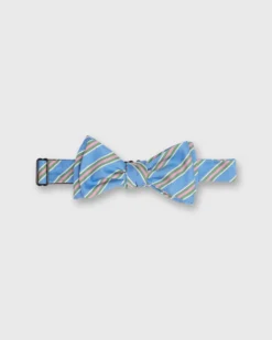 Silk Bow Tie In Light Blue/Green/Pink Stripe