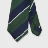 Silk Woven Tie In Olive/Navy/White Stripe