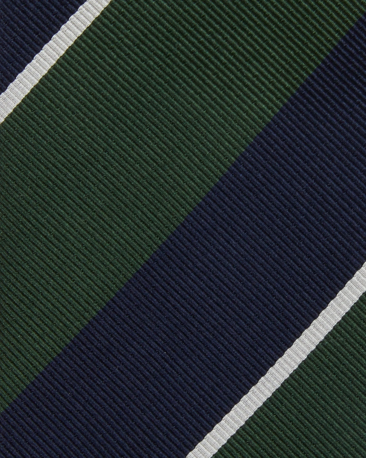 Silk Woven Tie In Olive/Navy/White Stripe 2 Silk Woven Tie In Olive/Navy/White Stripe - Image 2