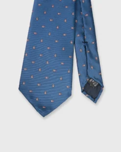 Silk Print Tie In Navy/Pink Paisley