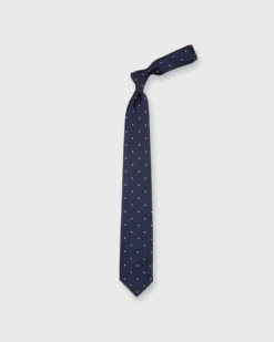 Silk Woven Tie In Navy/Pink Dot -fashion S71980 2