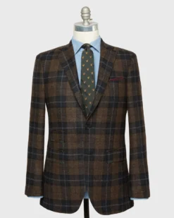 Virgil No. 3 Jacket In Brown/Coal/Blue Plaid Tweed