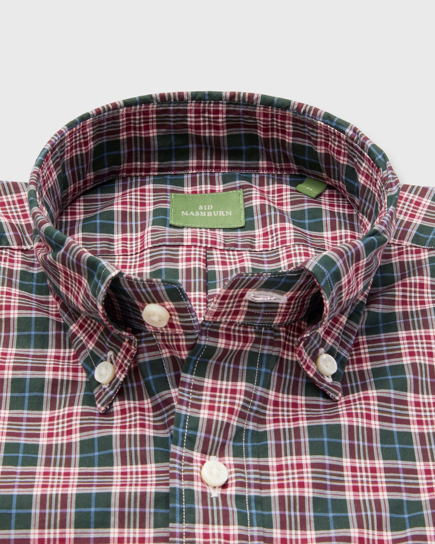 Button-Down Sport Shirt In Hunter/Red/Sky Plaid Poplin 2 Button-Down Sport Shirt In Hunter/Red/Sky Plaid Poplin - Image 2