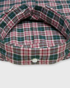Button-Down Sport Shirt In Hunter/Red/Sky Plaid Poplin 5 Button-Down Sport Shirt In Hunter/Red/Sky Plaid Poplin -fashion S72067 353